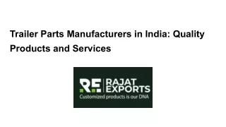 Trailer Parts Manufacturers in India - Quality Products and Services