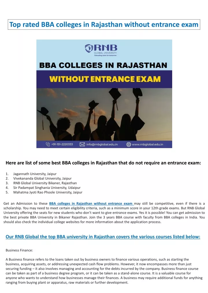 top rated bba colleges in rajasthan without entrance exam
