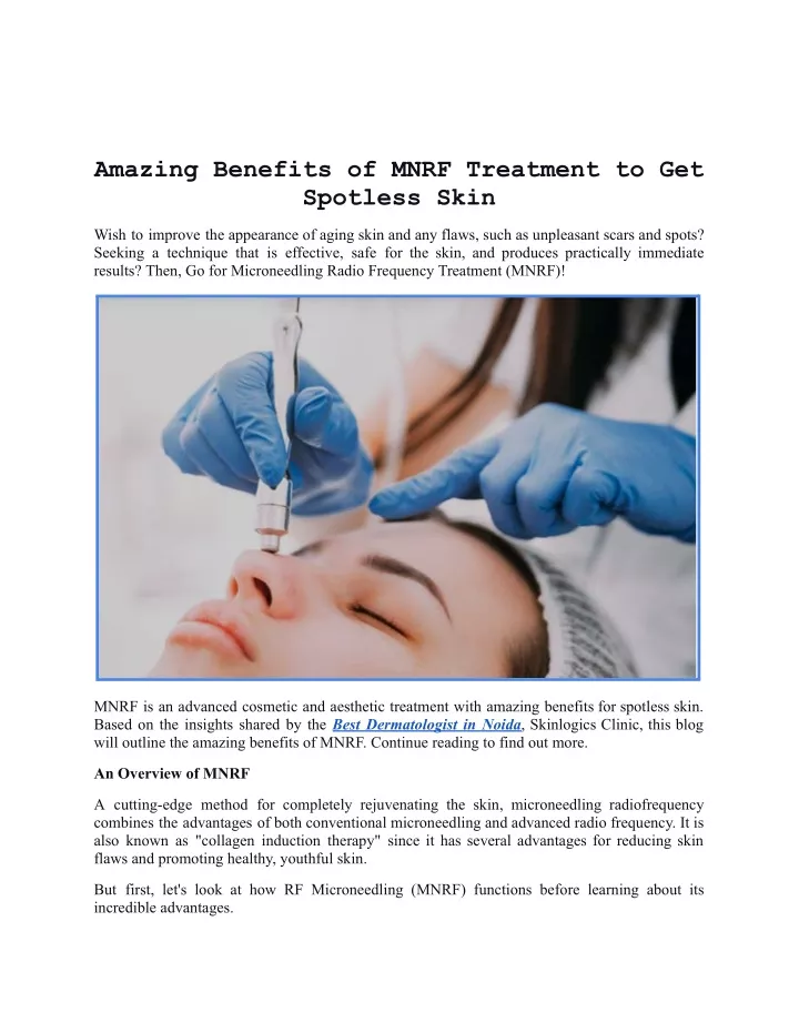 amazing benefits of mnrf treatment