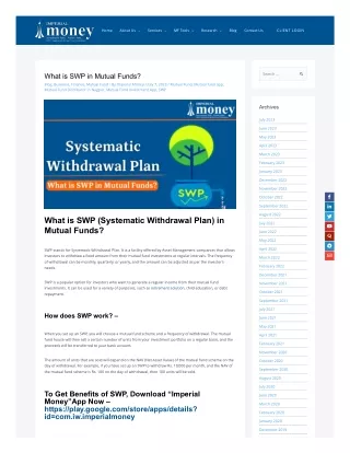 What is SWP in mutual funds