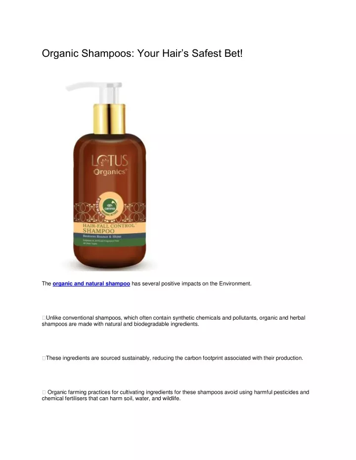 organic shampoos your hair s safest bet
