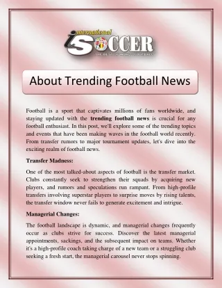 About Trending Football News