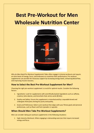 Best Pre-Workout for Men  Wholesale Nutrition Center