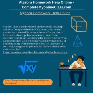 Algebra Homework Help Online - CompleteMyonlineClass.com