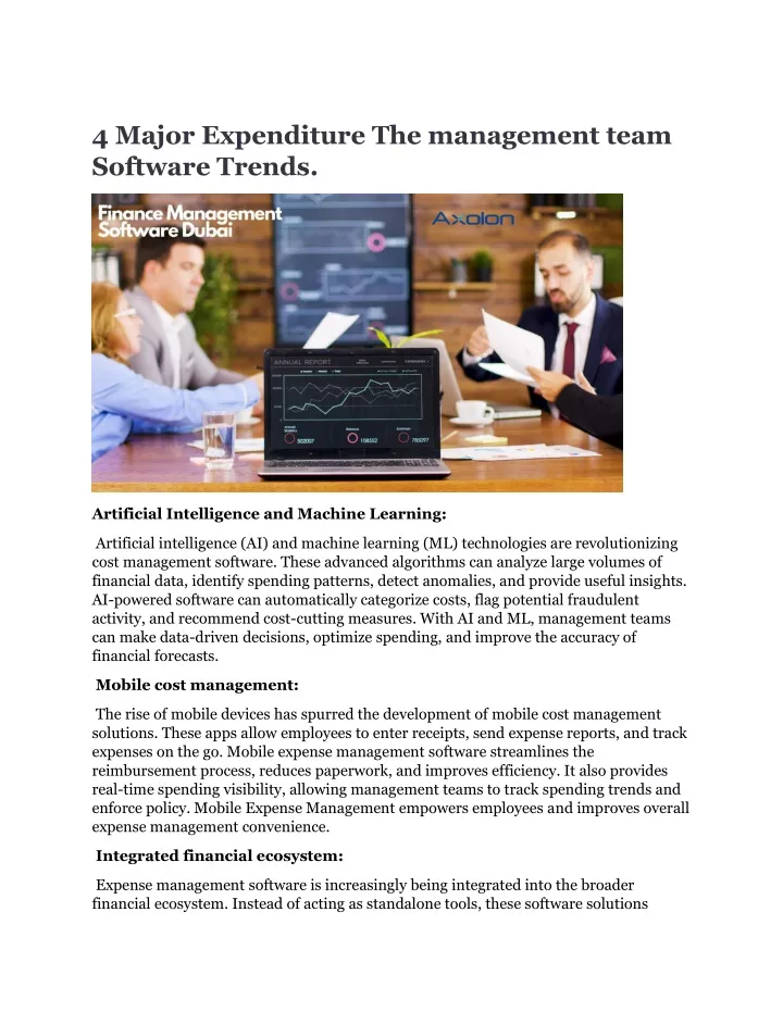 4 major expenditure the management team software