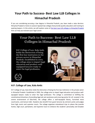 Your Path to Success- Best Law LLB Colleges in Himachal Pradesh