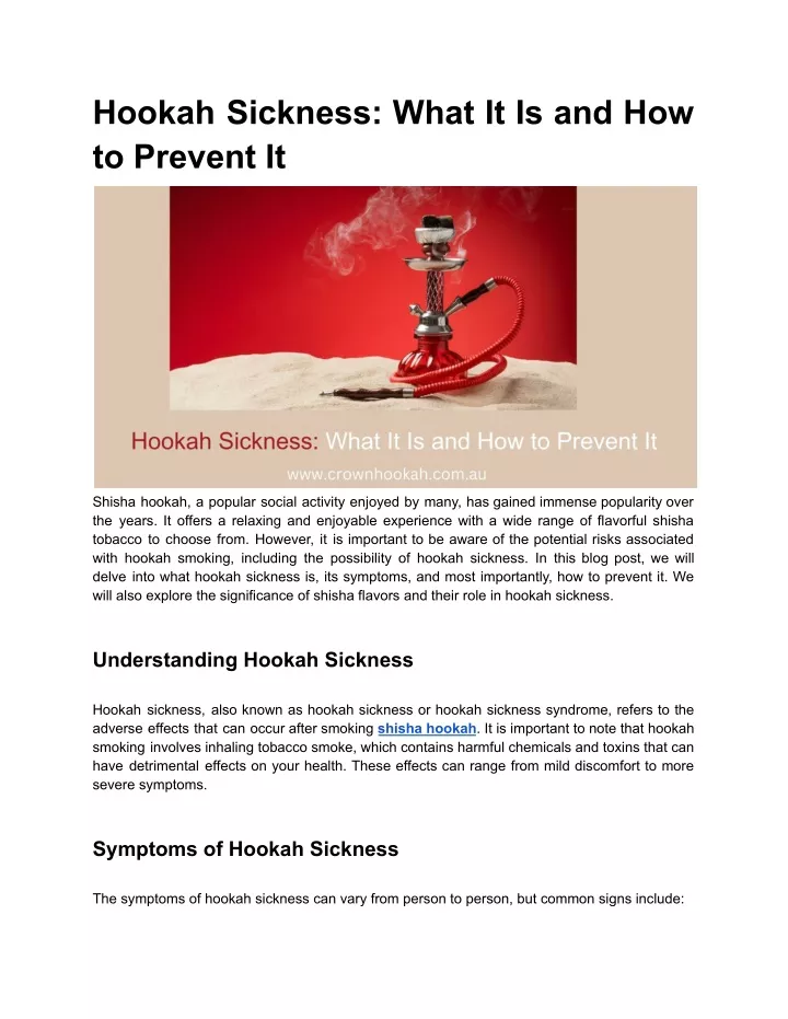 hookah sickness what it is and how to prevent it