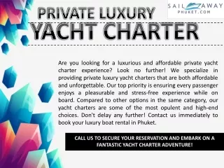 Private Luxury Yacht Charter