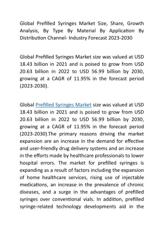 global prefilled syringes market size share