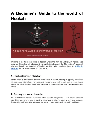 A Beginner's Guide to the World of Hookah