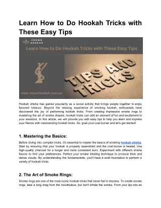 Learn How to Do Hookah Tricks with These Easy Tips