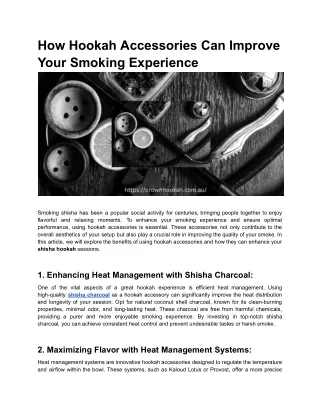 How Hookah Accessories Can Improve Your Smoking Experience