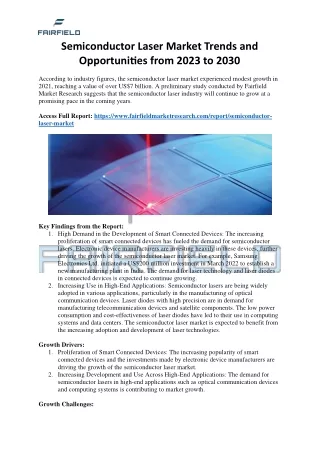 Semiconductor Laser Market Trends and Opportunities from 2023 to 2030