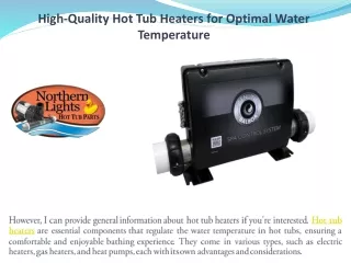 High-Quality Hot Tub Heaters for Optimal Water Temperature