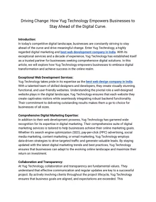 Driving Change_ How Yug Technology Empowers Businesses to Stay Ahead of the Digital Curve.