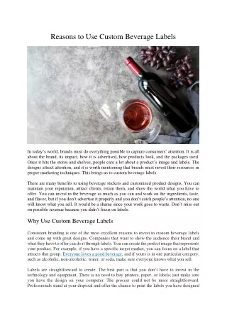 reasons to use custom beverage labels