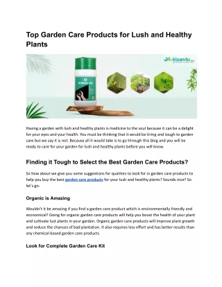 Top Garden Care Products for Lush and Healthy Plants