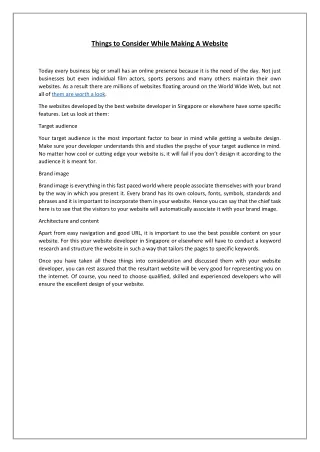 things to consider while making a website