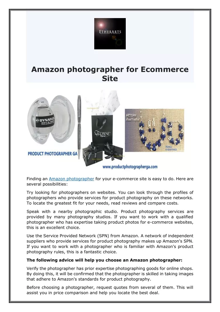 amazon photographer for ecommerce site
