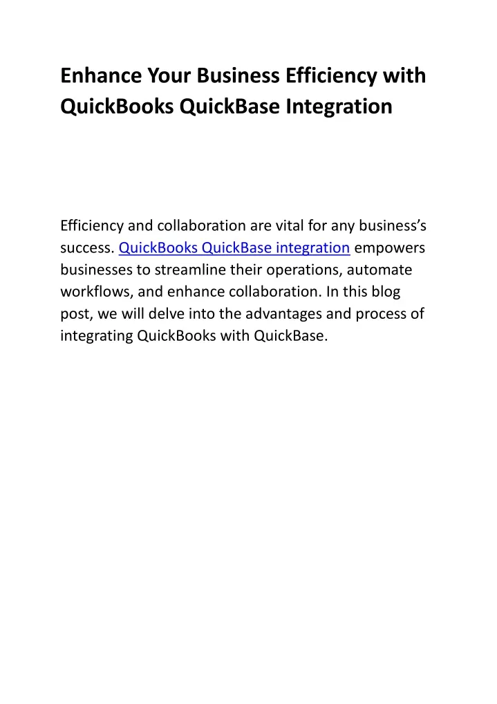 enhance your business efficiency with quickbooks