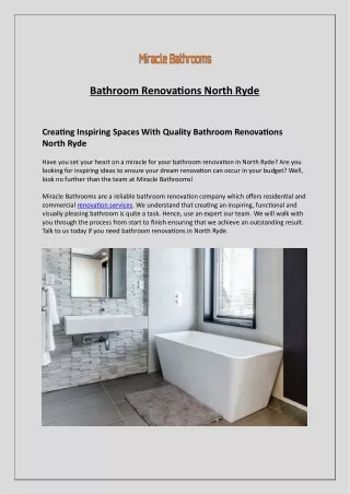 Bathroom Renovations North Ryde