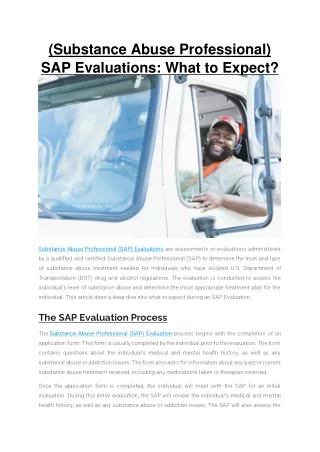 substance abuse professional sap evaluations what