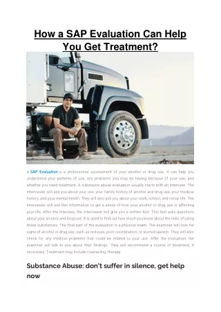 how a sap evaluation can help you get treatment