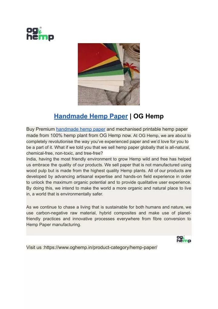 handmade hemp paper og hemp