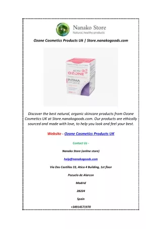 Ozone Cosmetics Products Uk | Store.nanakogoods.com