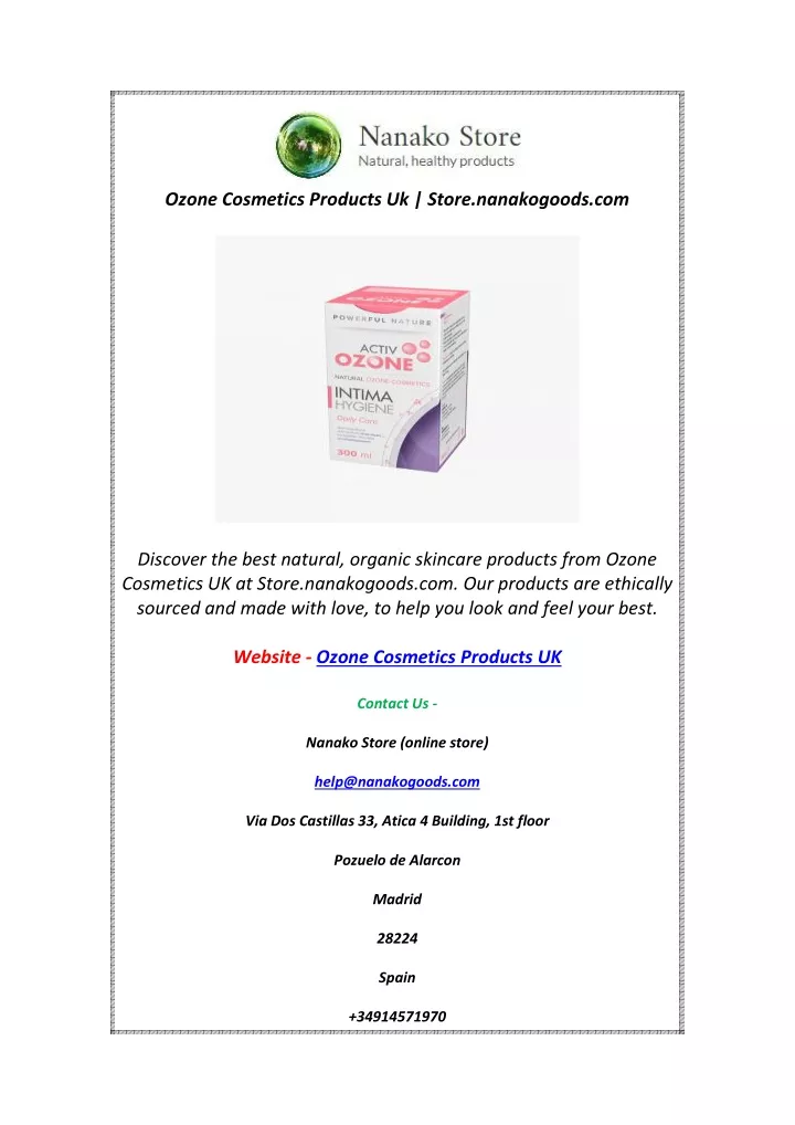 ozone cosmetics products uk store nanakogoods com