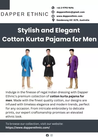 Stylish and Elegant Cotton Kurta Pajama for Men