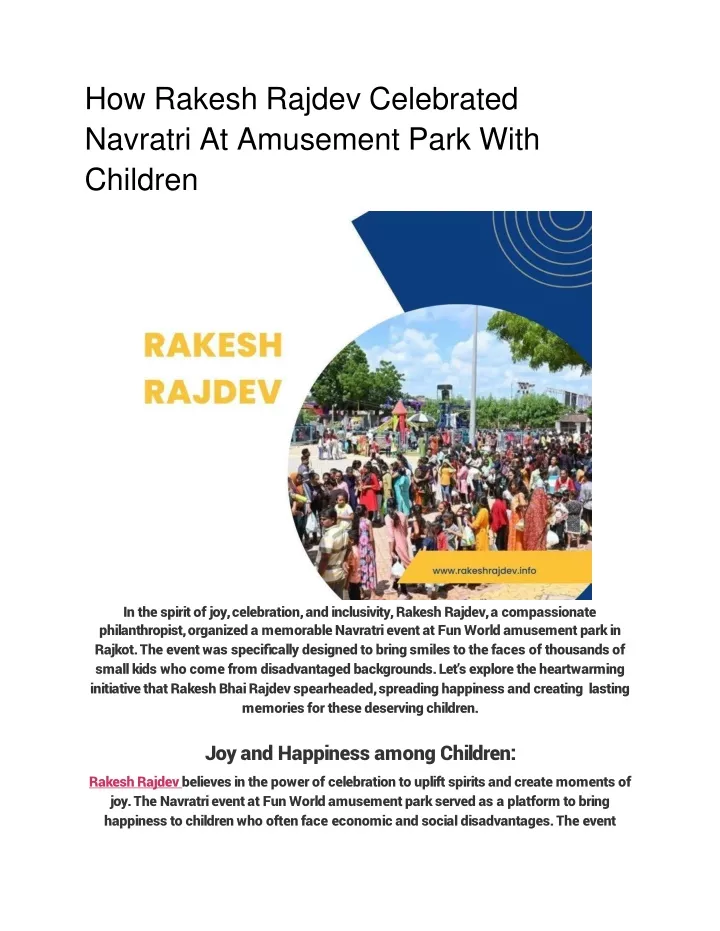 how rakesh rajdev celebrated navratri at amusement park with children