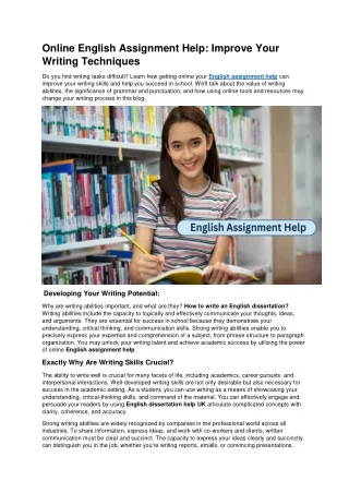 online english assignment help improve your