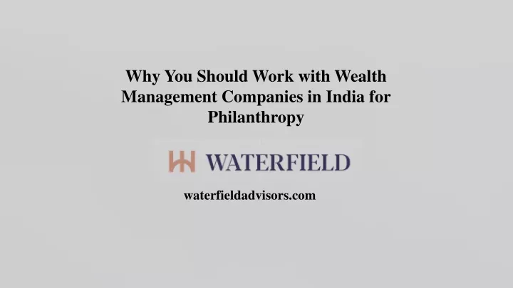 why you should work with wealth management