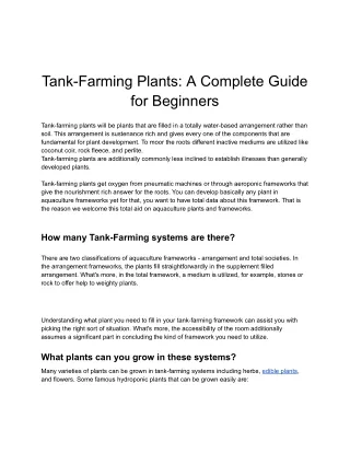 Tank Farming Plants_ A Complete Guide for Beginners