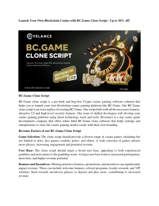 Get Your BC.Game Clone Script Now and Save 30%!