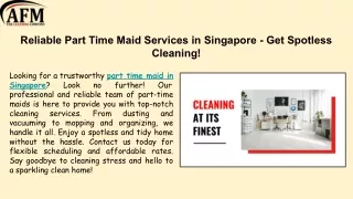 Part Time Maid Singapore | Part Time Helper Singapore