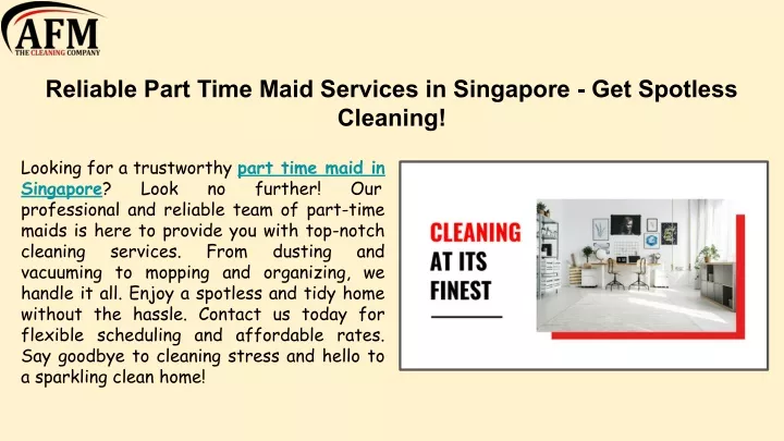 reliable part time maid services in singapore