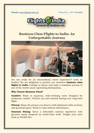 Business Class Flights to India An Unforgettable Journey
