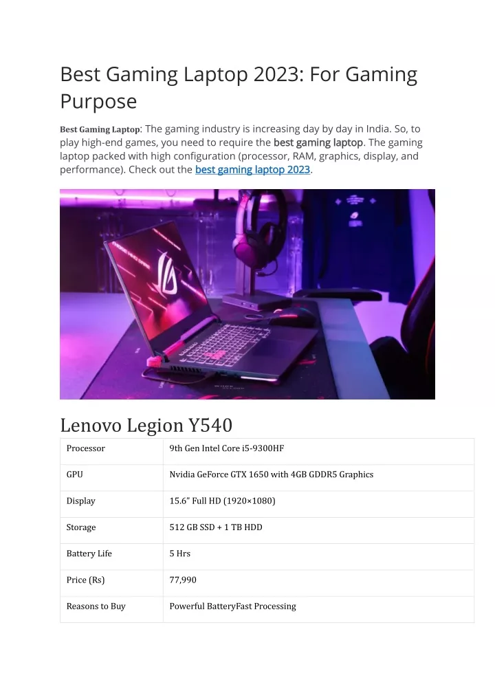 best gaming laptop 2023 for gaming purpose