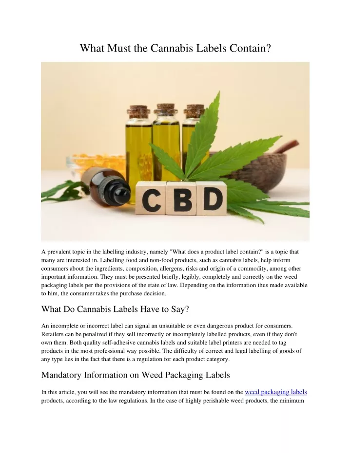 what must the cannabis labels contain