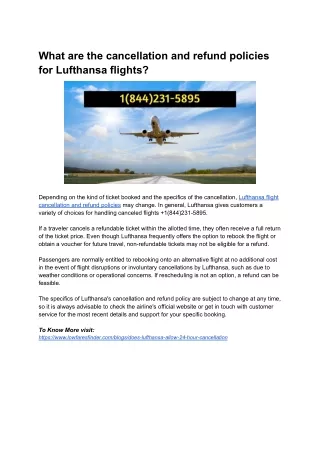 What are the Lufthansa cancellation and refund policies?