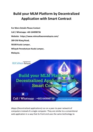 Build your MLM Platform by Decentralized Application with Smart Contract