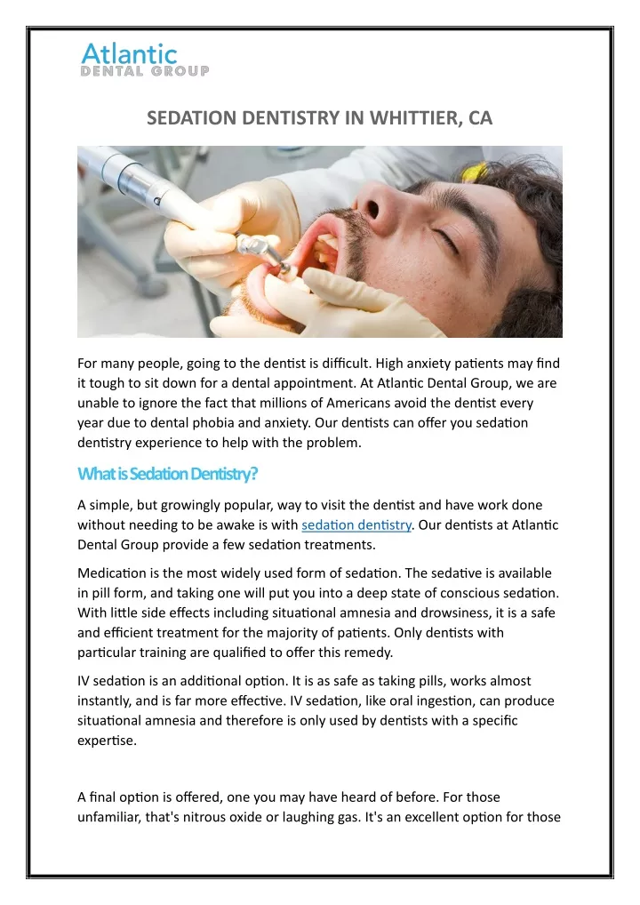 sedation dentistry in whittier ca