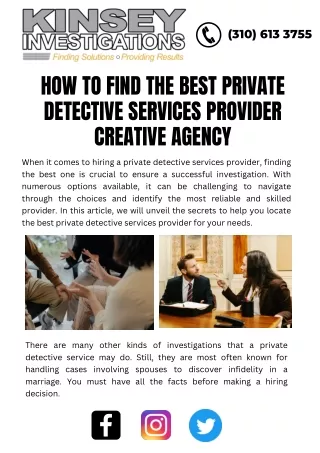 Choose the Best Private Detective Services in California