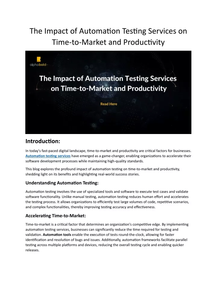 the impact of automation testing services on time