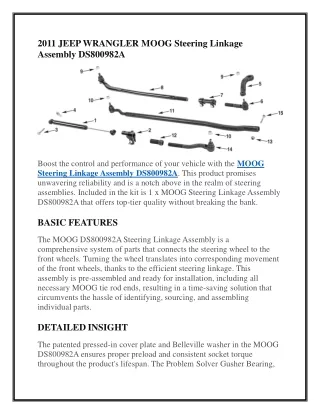 2011 jeep wrangler moog steering linkage assembly