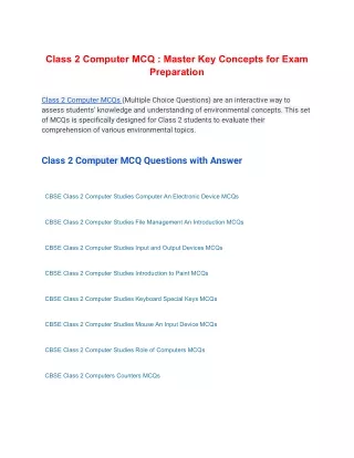 class 2 computer mcq master key concepts for exam