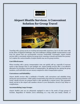 Airport Shuttle Services A Convenient Solution for Group Travel