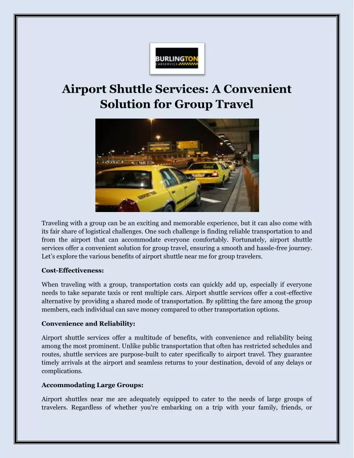 airport shuttle services a convenient solution